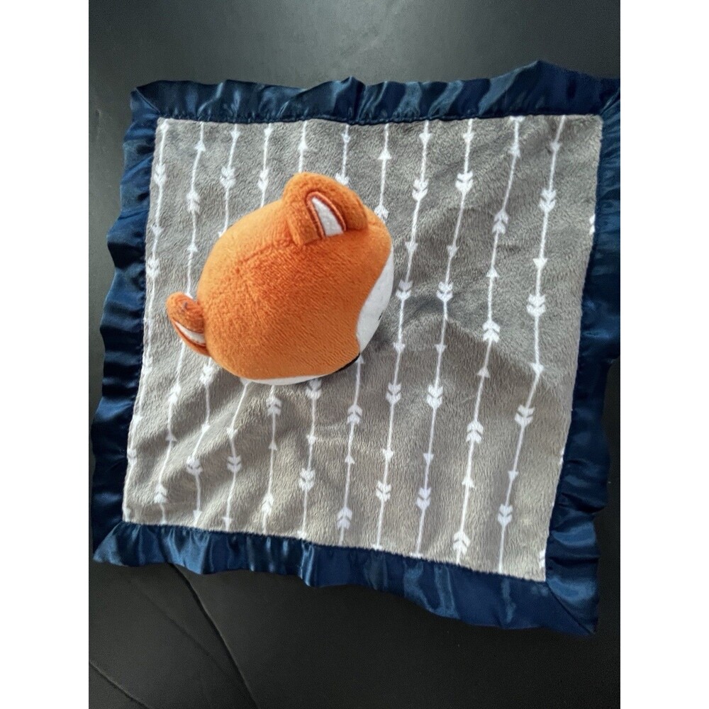 Fox Lovey Security Blanket  Silky Navy Dark Blue Gray Parents Choice